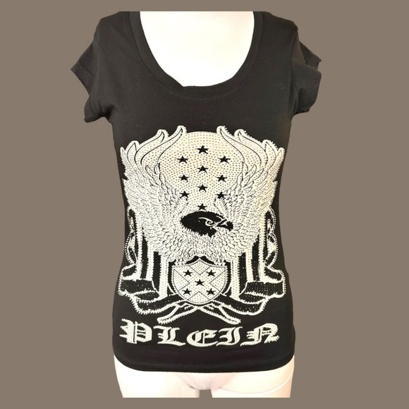 WOMAN'S BLACK EMBELLISHED EAGLE T-SHIRT (SZ SM) (NWOT) - Picture 1 of 4